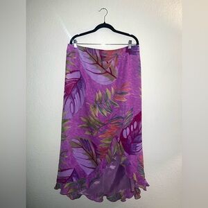VTG Midnight Velvet Tropical Print Skirt | Bold Resort Statement | Size 18W
